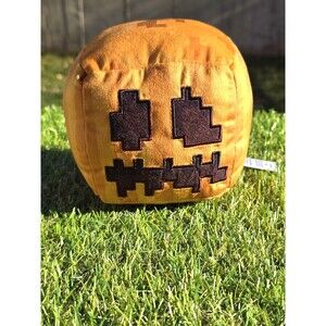 Minecraft 5” CARVED PUMPKIN Jack-O-Lantern Halloween Plush*2 Tiny Holes From Tag